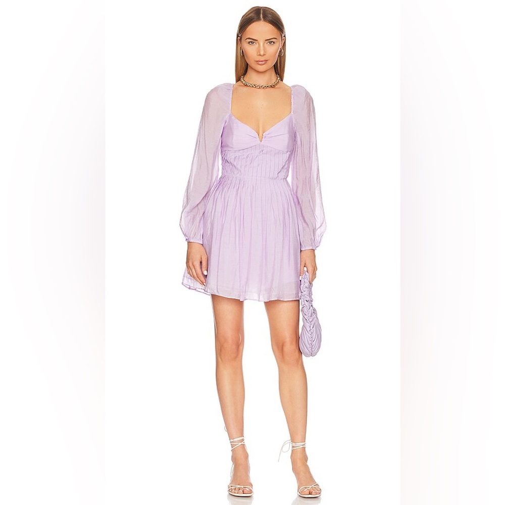 Astr Lilac Mini Dress with Sheer Long Sleeves